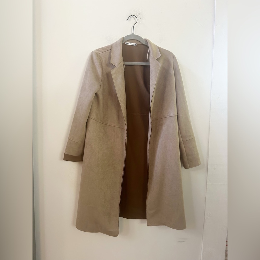 Zara longline faux suede‎ jacket XS